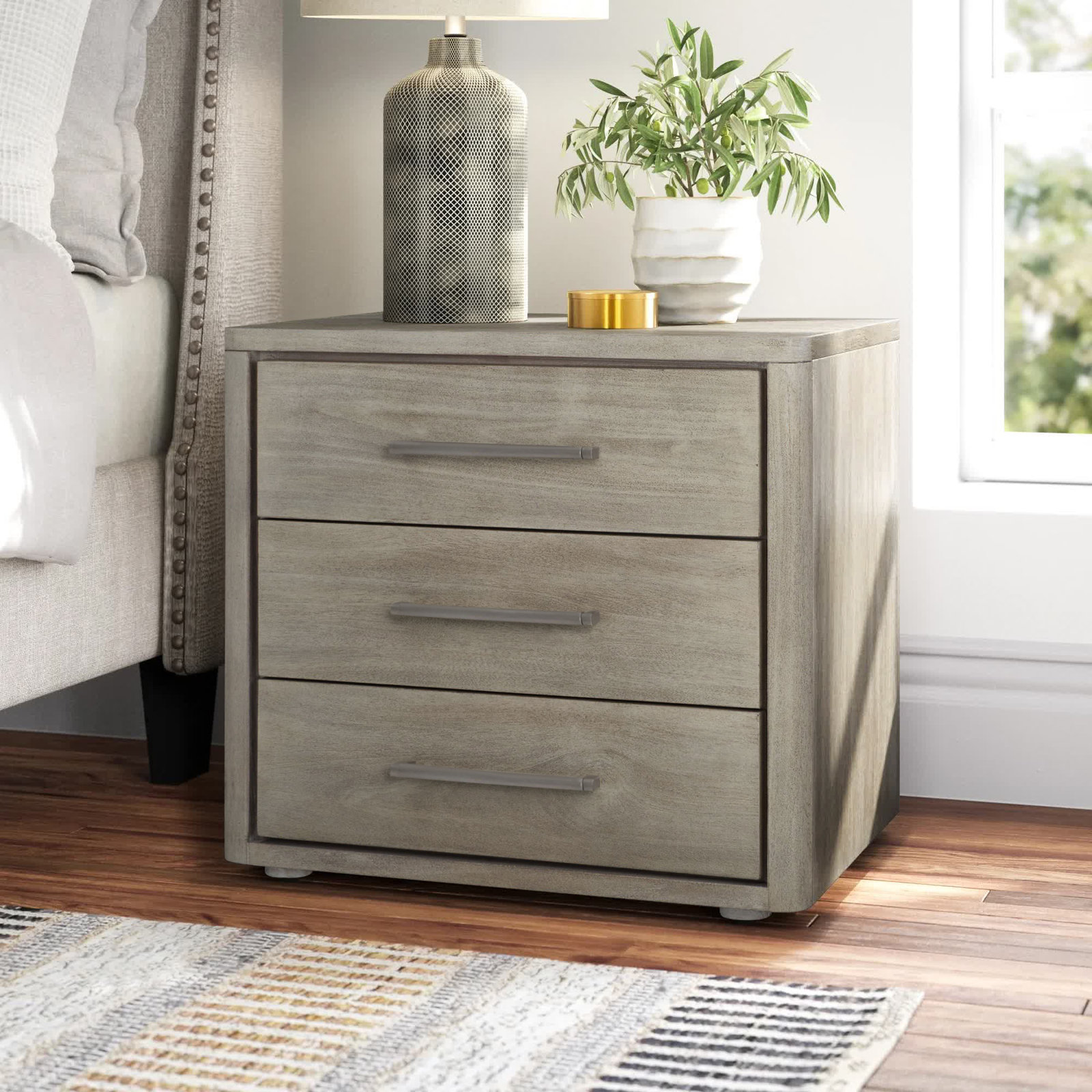 Atherton Mahogany Nightstand, Beige