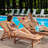 Brown Patio Wood Lounge Chaise With Receptacle