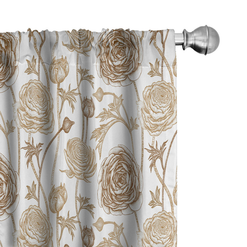 Panneau coulissant floral semi-diaphane avec passe-tringle, 28 po x 63 po
