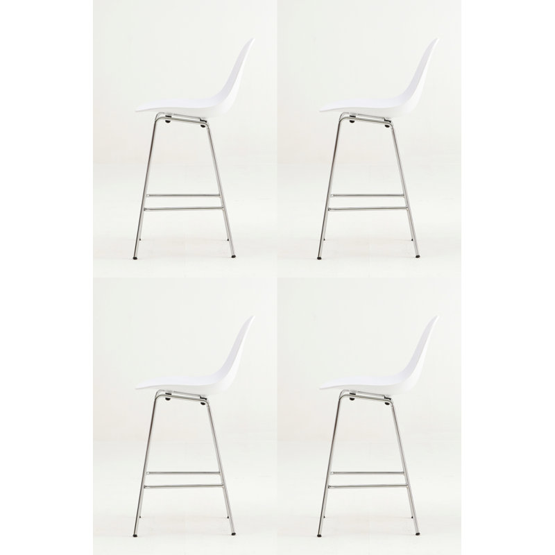 TA Bar & Counter Stool, Chrome, Counter Stool (25.6" Seat Hight), White