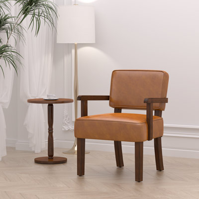 32.6'' Tall Modern Leather Tufted Upholstered Accent Armchair With Solid Wood Frame