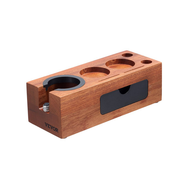 Wooden Espresso Tamping Station 51-58 mm Station with Detachable Slot