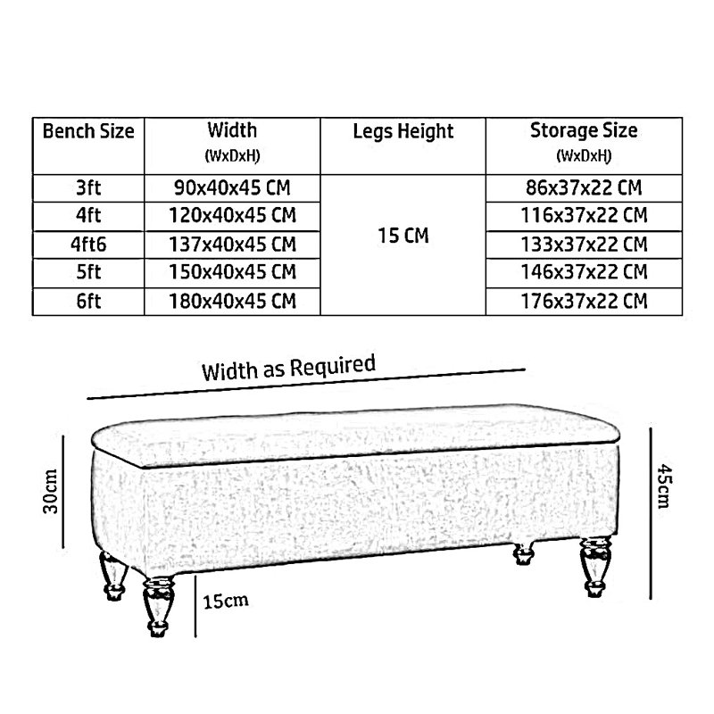 Lisbon Ottoman Bench with Storage, End of Bed Bench, Rectangle Coffee Table, Upholstered Footstools, Burnt Orange