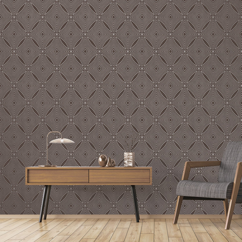 Robbin 10m x 53cm Textured Metallic Finish Non-pasted Wallpaper Roll, Brown/ Silver