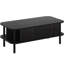 Table basse en bois cannelé de 110 cm avec porte coulissante et rangement-405564702