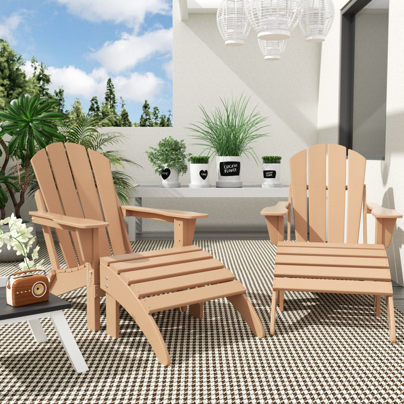 Shawnna Foldable Outdoor Adirondack Chair, Light Brown