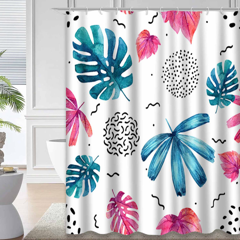 Rideau de douche bleu imperméable, rideaux de douche pour la salle de bain avec 12 crochets, 72" L x 72" W