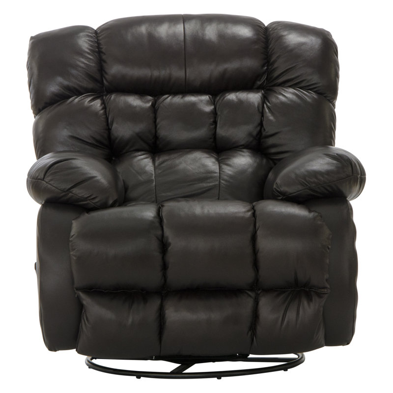 Fauteuil inclinable et pivotant en cuir italien, Similicuir brun