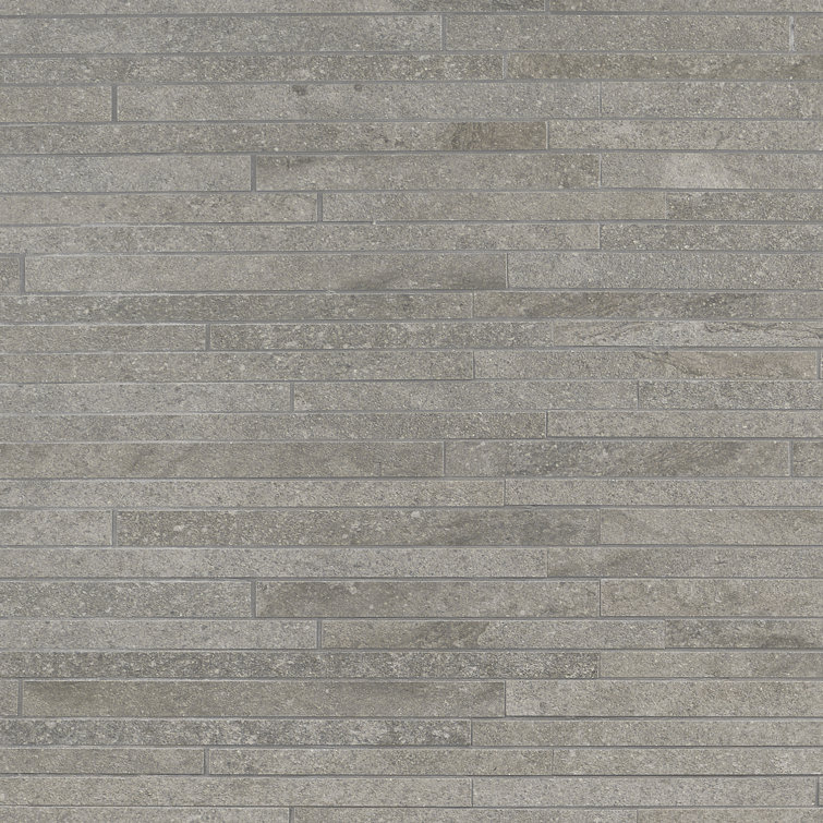 Dominion Thin Strip 11.81 in x 23.62 in Matte Limestone Look Porcelain Floor and Wall Mosaic Tile