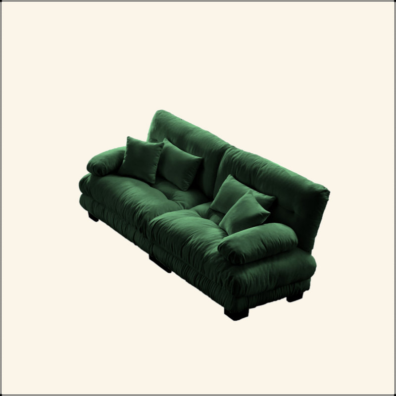Cloud Couch 2 Seater Sofa For Living Room, Chenille 2 - Seat Sofa With 2 Lumbar Pillows And 2 Throw Pillows,Chenille, Green