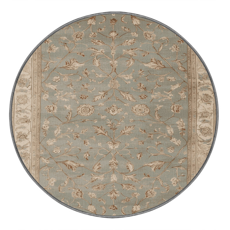 Tapis gris Tabriz lavable à la machine, Rond 4 pi
