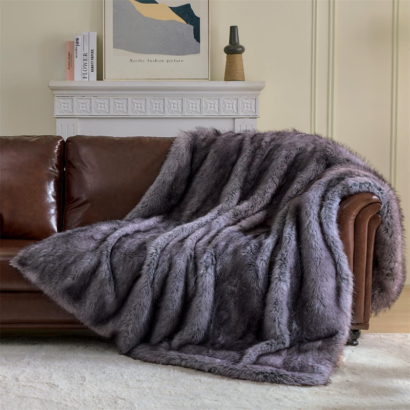 Machine Woven Throw Blanket, Grey