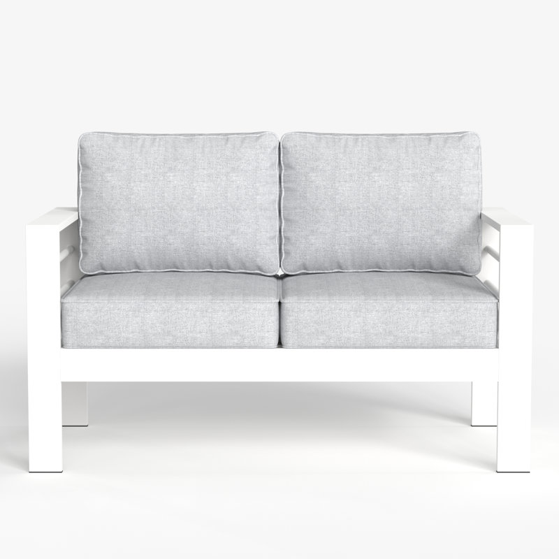 127cm Wide Metal Loveseat with Cushions, White