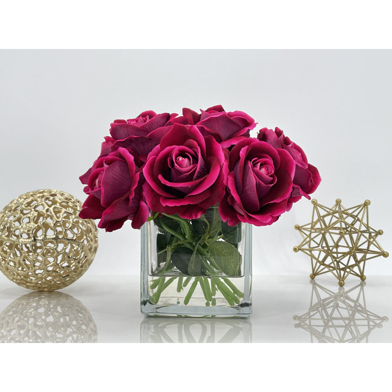 Arrangement de velours roses, centre de table artificiel artificiel, Rose