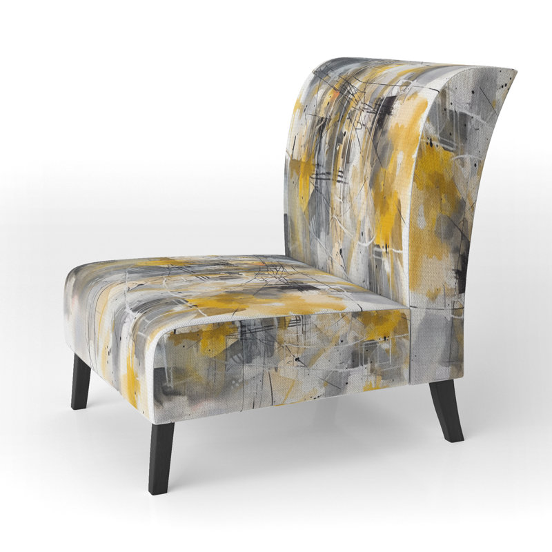 Fauteuil de chambre contemporain et abstrait jaune et gris Beyond The Canvas I
