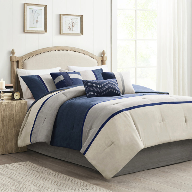 Édredon bleu très grand 7 pièces - faux suède, au choix, lavable à la machine