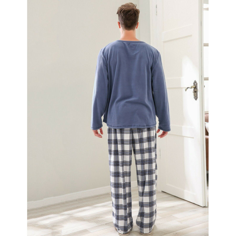 Ensemble de pyjama à carreaux en coton à deux manches longues pour hommes RH, M