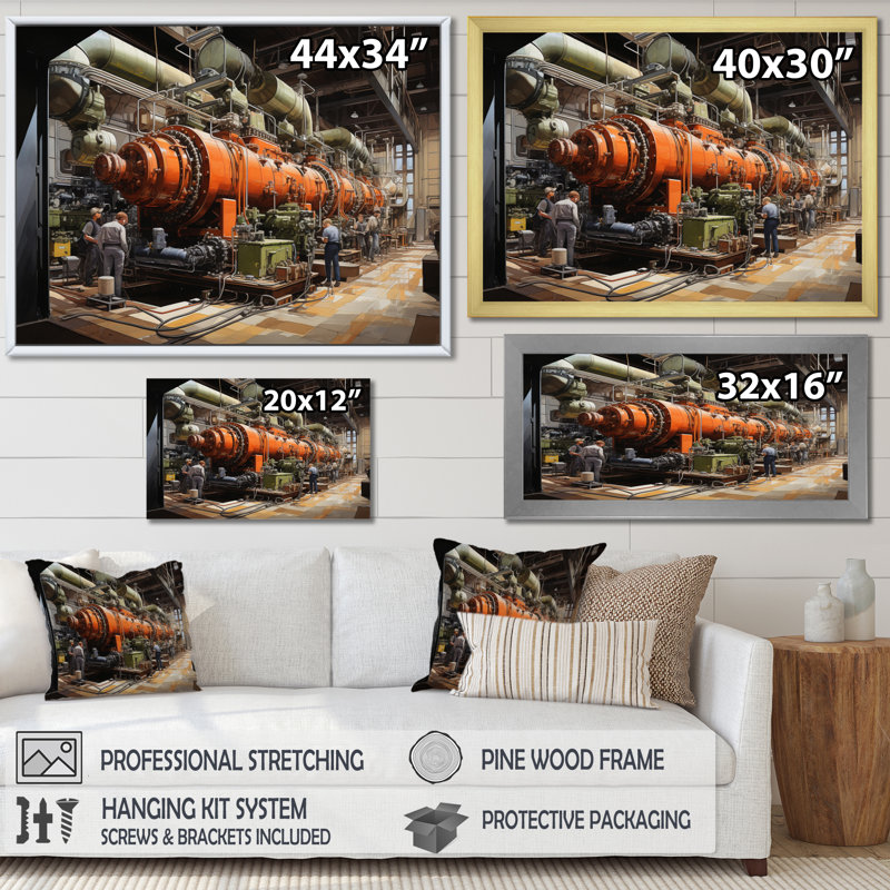 «Power Plants Powerful Energies I» sur toile, H 34 po x l 44 po x P 1,5 po, Cadre flottant doré