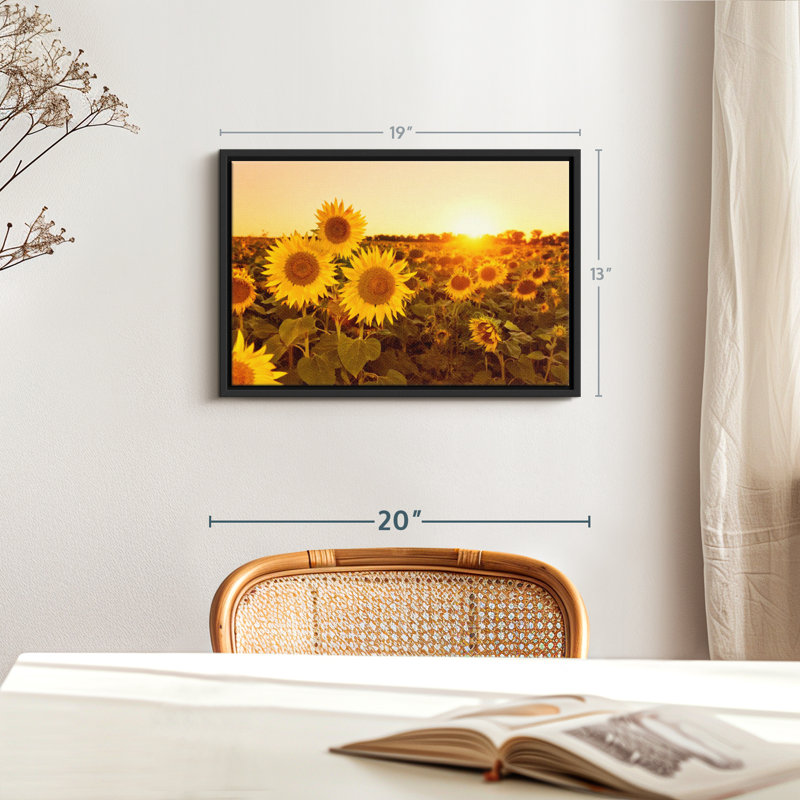 Nature "Art mural champ de tournesols", H 13 po x l 19 po