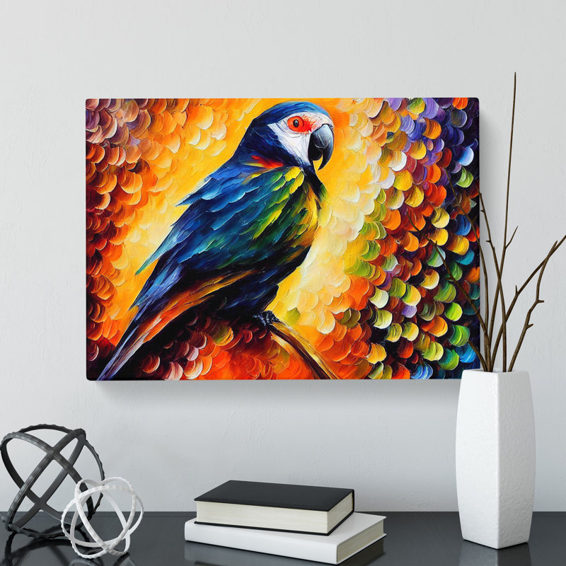 Parrot Painting Vol.1 Abstract - Wrapped Canvas, 35cm H x 50cm W x 3cm D