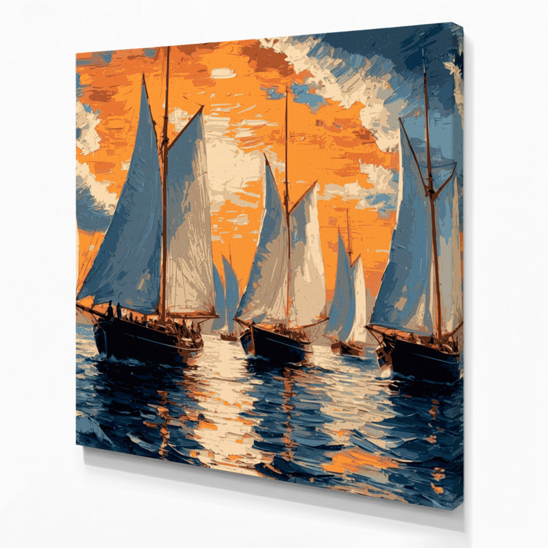 Art nautique gris sur toile, H 16 po x l 16 po