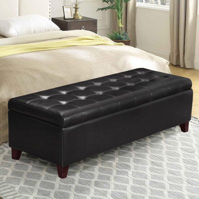 Loggins Faux Leather Upholstered Bench with Flip Top