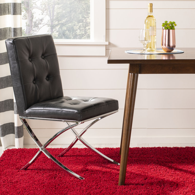 Walsh 18.25'' H Tufted Faux Leather Upholstered Side Chair, Black