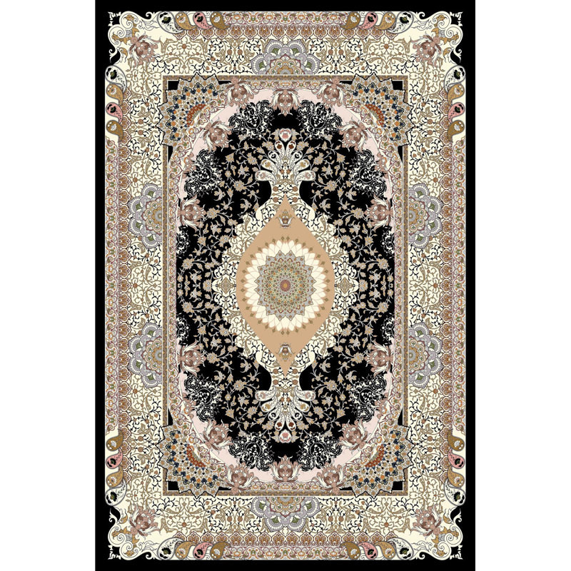 Antibacterial Woven Carpet (2.6 x 4.0 ft), 100% Polyester, 0.3 in Pile Height | Non-Slip PVC Dot Underside, 3D Digital Printing | Machine Washable, Easy Care for Living Room, Bedroom & Office