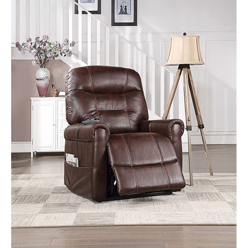 Aventura Upholstered Lift Assist Power Recliner, Walnut
