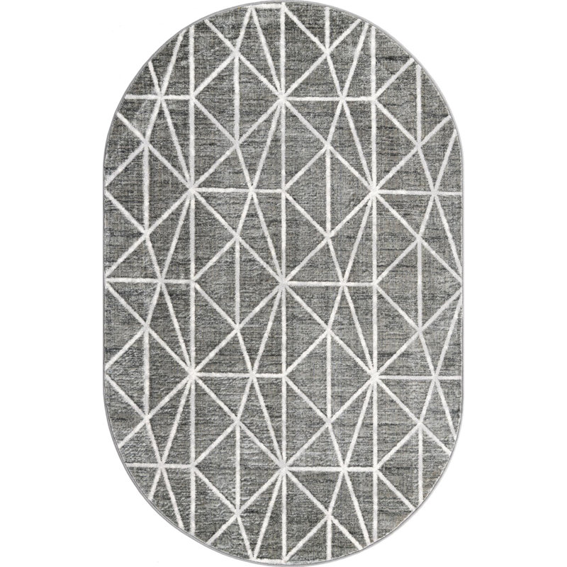 Eshin Abstract Indoor Rug, Oval 5'3" x 8'