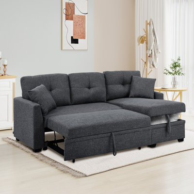 83in. Modular Sectional Pull Out Sleeper Sofa Bed with Storage Chaise by Ebern Designs