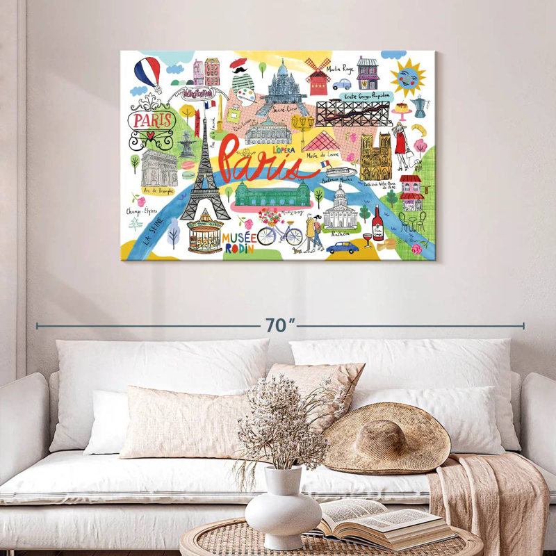 Kavia Paris Map Icons, 30" H x 45" W