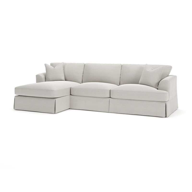 Lucia Chaise Sectional, Left Hand Facing, Drusky Ivory Sustain® Basketweave