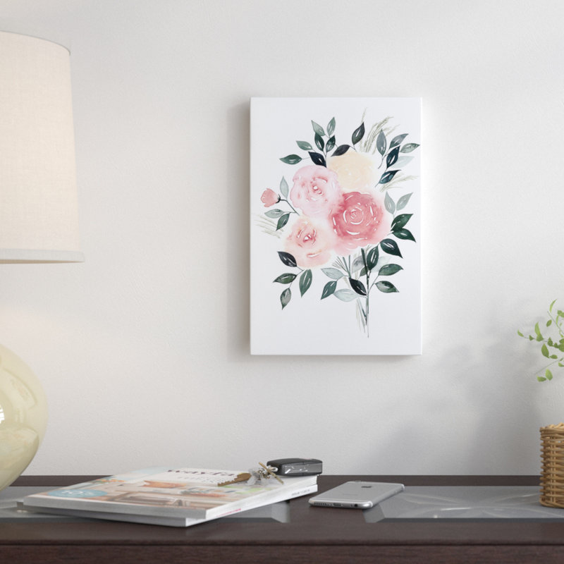 " Rosewater I " by Grace Popp, 26" H x 18" W x 1.5" D, Black Framed Canvas, No Matte