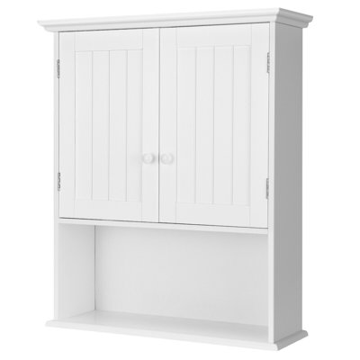 Dalila Modern Wall-Mounted Bathroom Storage Cabinet with Double Doors and Open Shelf