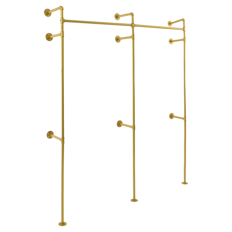 75.59Inch Wall Mounted Display Clothing Rack, Gold