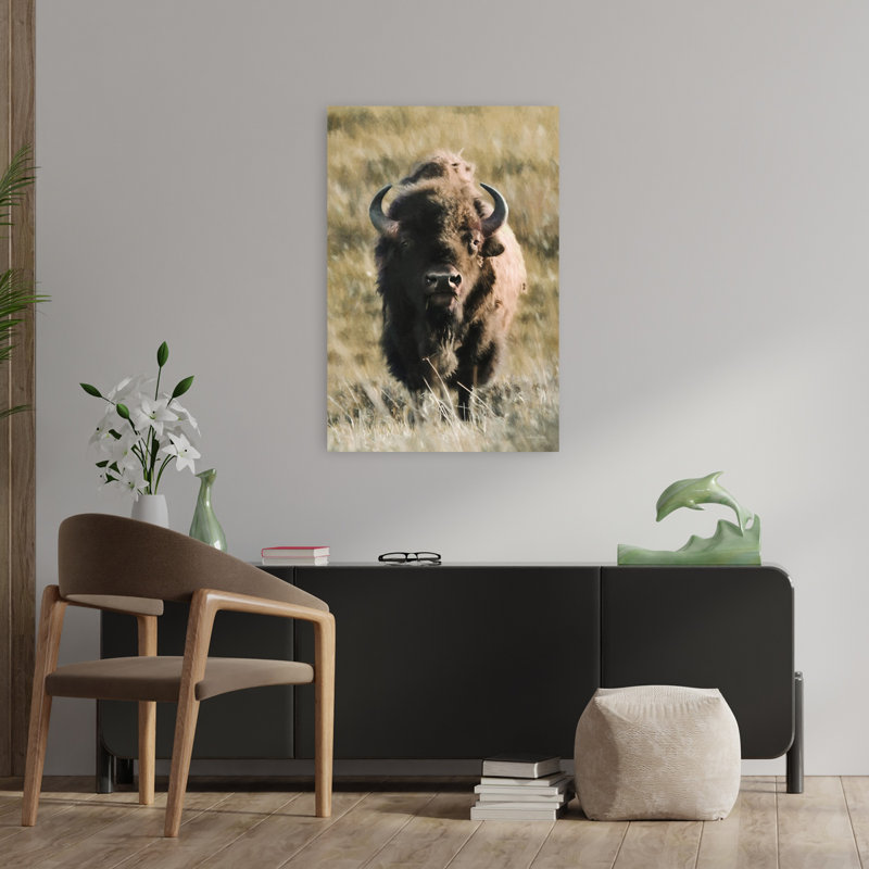 Art contemporain bison de Yellowstone, H 36 po x l 24 po