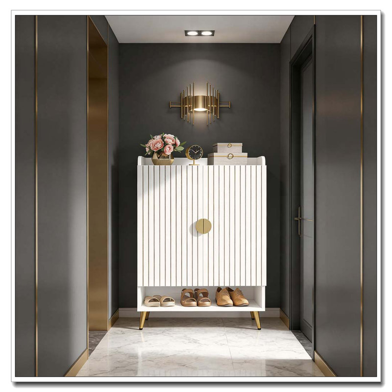 Modern Shoe Storage Cabinet, Black,Rustic Brown