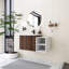Meuble-lavabo flottant 36 po avec petites tablettes de rangement, lavabo en résine intégré, armoire combinée 24 po et 12 po, noyer californien-142628566