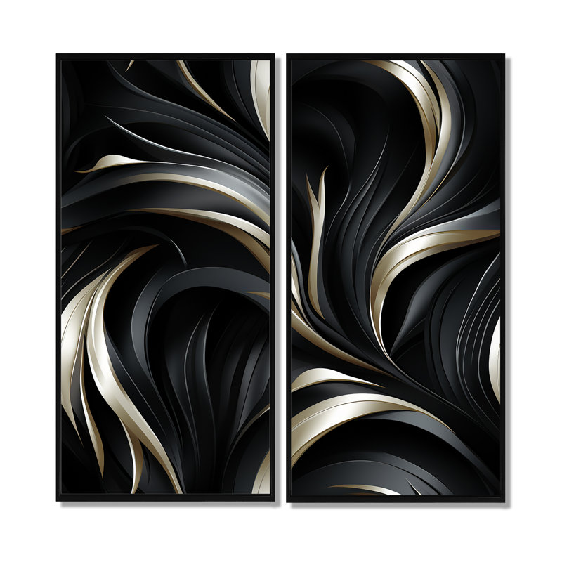 Aurore - art mural sur toile Glam Large, H 40 po x l 40 po, Reproduction encadrée sans passe-partout, Noir
