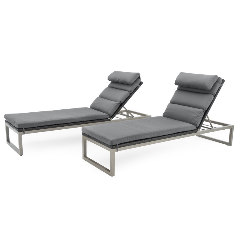 Milo Outdoor Chaise Lounge, Espresso, Charcoal Grey Sunbrella®