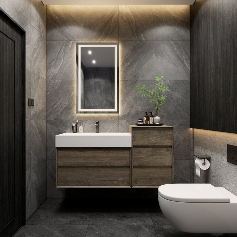 Meuble-lavabo mural simple de 49 po Albizu, Gris