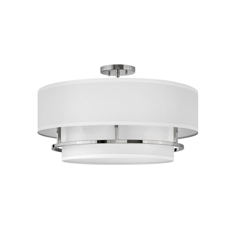 Graham Four-Light Semi-Flush Mount Ceiling Light w/ Faux Parchment Shades, Polished Nickel