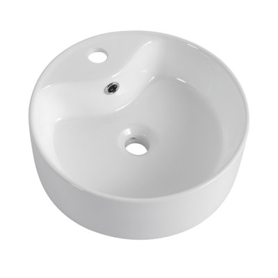 Ceramic Rotundity Above Counter White Bathroom Sink Art Basin (BAB3098MOWH)