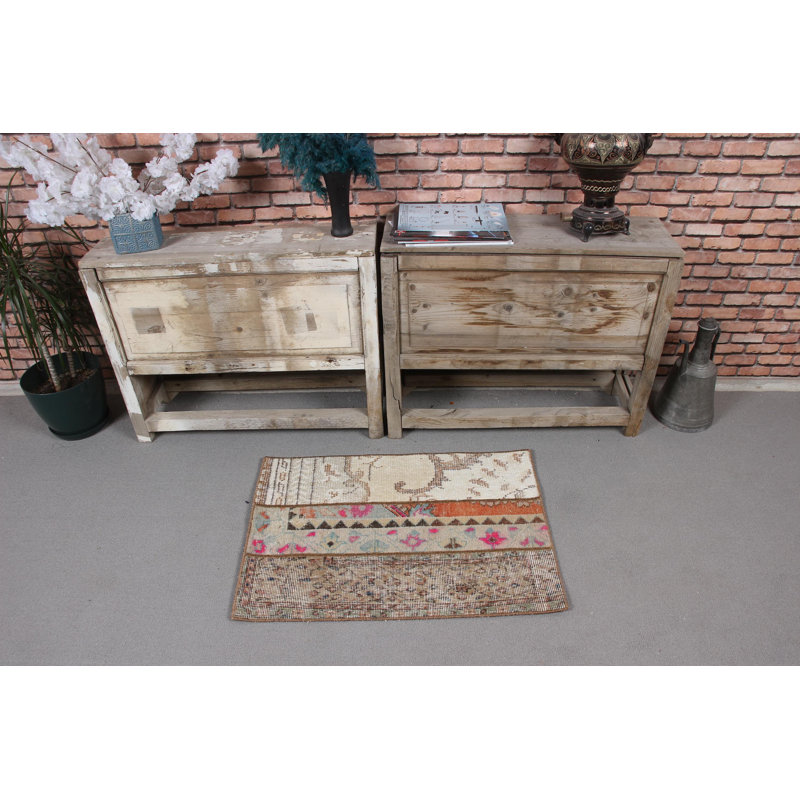 Bold Floral Pattern Vintage Turkish Patchwork Rug for Rustic Home Decor and Eclectic Entryway with Unique Design in Vibrant Colors