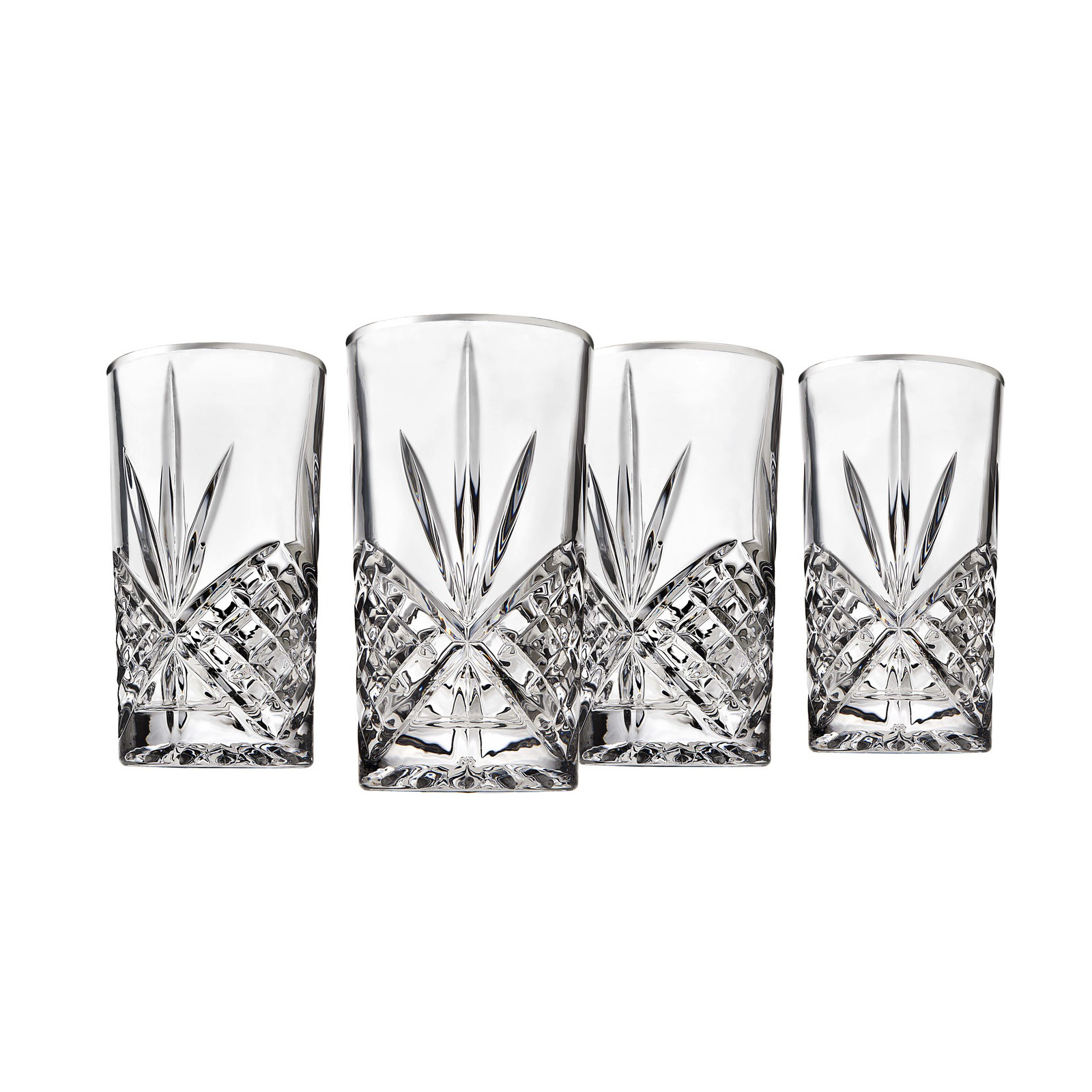 Dublin Crystal Gold Rim Highball Glass 12oz, Platinum