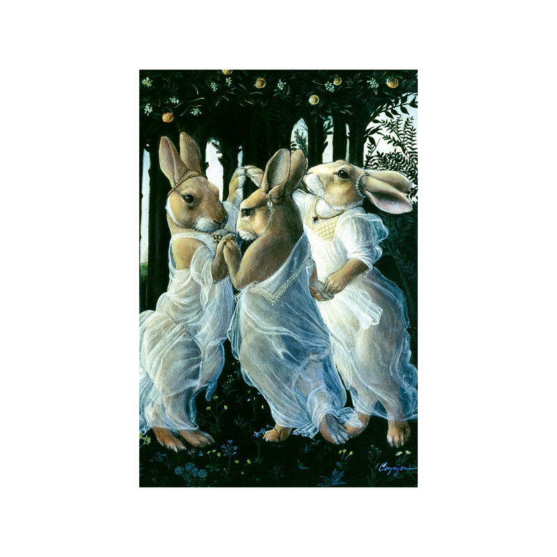 « Bunny graces » par Melinda Copper-impression d’art graphique, H 18 po x l 12 po x P 1,5 po, Toile tendue