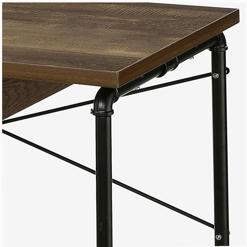 Bureau d'écriture à 1 tiroir en chêne patiné et noir