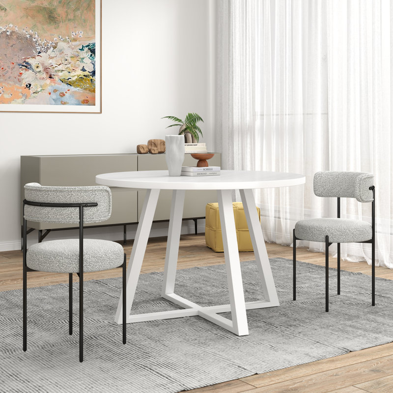 Saby 4 - Person Trestle Dining Set, 3, Gray