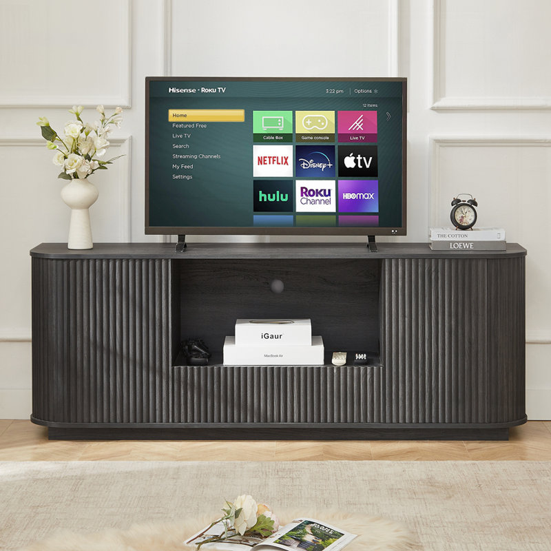 Meuble télé de style moderne avec coins ondulés et panneaux incurvés Solution de rangement multifonctionnelle et durable